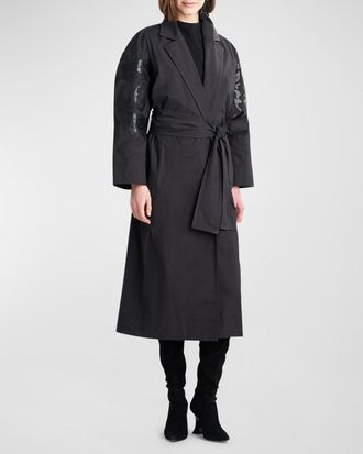 Natori Applique Tech Taffeta Trench Coat