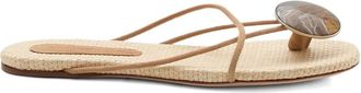 CHRISTOPHER ESBER Doma stoned flat sandals - women - Polyamide/Cotton/Calf Leather/Bovine Leather/Stoneware - 36 - Neutrals