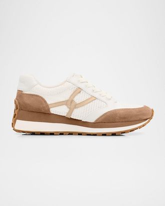 Veronica Beard Valentina Mixed Leather Retro Sneakers