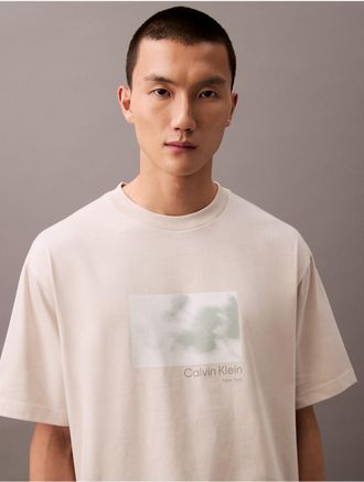 Calvin Klein Jeans Calvin Klein Mens Faded Flower Graphic Relaxed Crewneck T-Shirt - White - XS