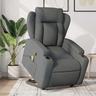 vidaXL Vidaxl - Silla De Masaje Reclinable De Pie De Tela Gris Oscuro