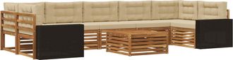 vidaXL Conjunto De Sof&aacute;s De Exterior 8 Uds. Natural Y Beige Vidaxl