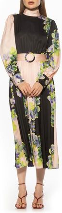 Alexia Admor Safiya Long Sleeve Belted Fit & Flare Dress in Floral Multi at Nordstrom, Size 12