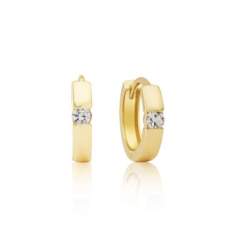 MAX + STONE 14k Yellow or White Gold Small Round Gemstone Huggie Hoop Earrings