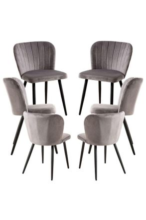 Regalos Miguel Regalos Miguel - Packs Sillas Comedor - Pack 6 Sillas Luk Terciopelo - Gris Oscuro