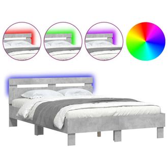 Berkfield Home Bed Frame with LED without Mattress Concrete Grey 135x190 cm Double