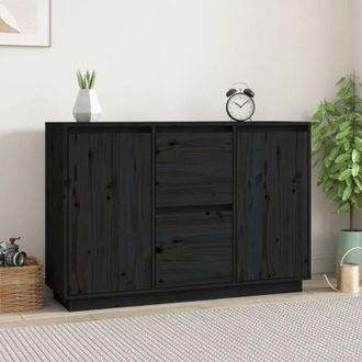 vidaXL Vidaxl - Aparador De Madera Maciza De Pino Negro 111x34x75 Cm