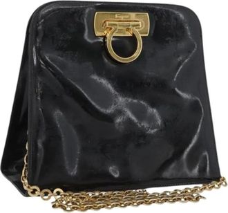 Ferragamo Pre-owned Shoulder Bags, female, Black, Size: ONE SIZE Pre-owned Leather Shoulder Bag