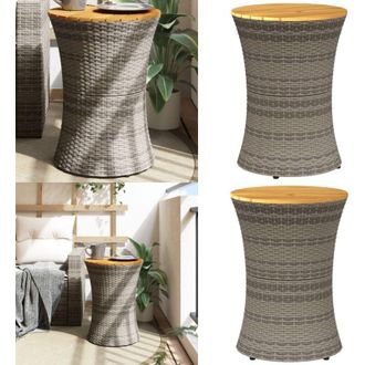 vidaXL Tavolino Giardino Forma Tamburo Grigio Polyrattan Massello - Tavolo da giardino - Tavolo da esterno