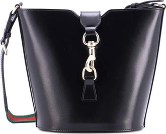 Gucci Jackie Web leren bucket-tas - Zwart