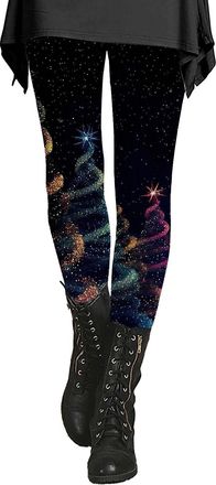 Generic Christmas Thermal Leggings for Women 2025 Womens High Waisted Leggings Patterned Printed Christmas Long Pants Sportswear Pants Winter for Indoor Home 