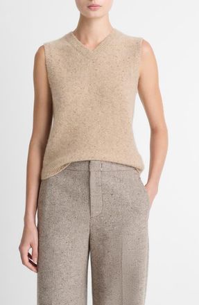 Vince Donegal Boiled Cashmere Sweater Vest in H Oat Donegal at Nordstrom, Size Xx-Small