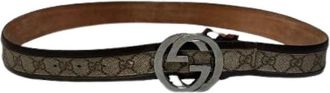 Gucci Pre-owned GG Supreme Canvas Riem - Dames - Vintage Accessoires - Beige - ONE Size - Leer - Vintage