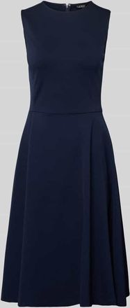 Lauren Ralph Lauren Knielanges Kleid aus Viskose-Mix mit G&uuml;rtel Modell CHARLEY in Marine, Gr&ouml;&szlig;e 34