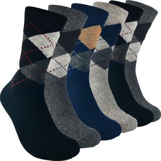 Topline 6 Pairs Mens Winter Socks, Wool Socks, Mens Warm Socks and Winter Socks Wool and Warm, Argyle (6 Pairs), 40-46