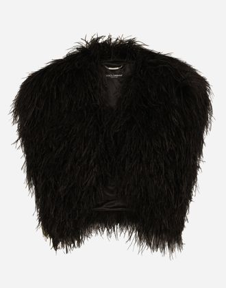 Dolce & Gabbana Ostrich Feather Bolero Jacket - Woman Blazers Black 36