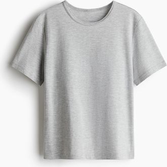 H&M T-Shirt aus Baumwolljersey - Hellgraumeliert