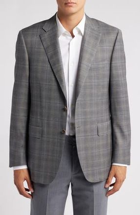 Canali Siena Regular Fit Plaid Wool Sports Coat in Light Grey at Nordstrom Rack, Size 42 Us / 52 Eu Regular