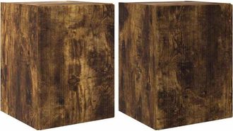 vidaXL TV Wall Cabinet Wall-mounted 2 pcs Smoked Oak 30 x 31 x 40 cm vidaXL