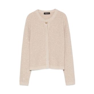 Fabiana Filippi Sequinned Crochet Cardigan - female - Fabiana Filippi - Cardigans - Beige - 2XS - Knitwear