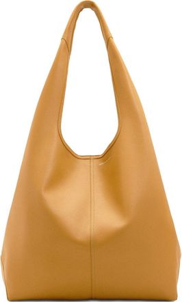 Ami Honey Leather Shoulder Bag With Embossed Logo