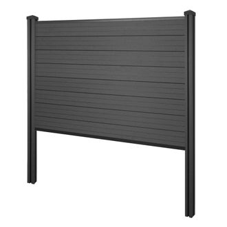 Hhg Hhg - Nunca Usado] Wpc Pantalla De Privacidad Sarthe, Valla Cortavientos, Wpc Postes Para Fijar En Hormig&oacute;n, Elemento B&aacute;sico, 195cm Antracita