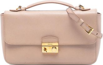 Prada Pre-owned Prada Saffiano Sound Lock Satchel Ladies 466P8WBCTVLXDS1F