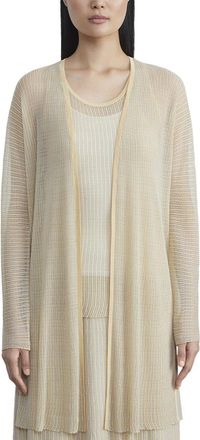 Lafayette 148 New York Pleated Rib Stitch Silk Cardigan