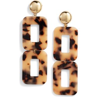 Ettika Rectangle Statement Earrings in Tortoise at Nordstrom