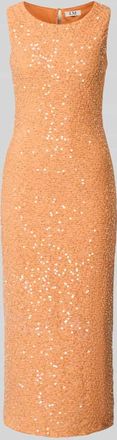 Little Mistress Midikleid mit Pailletten und r&uuml;ckseitigem Knopfverschluss in Orange, Gr&ouml;&szlig;e 34