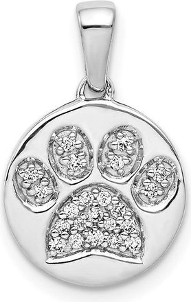 Diamond2Deal 14k White Gold Diamond Paw Print in Circle Pendant