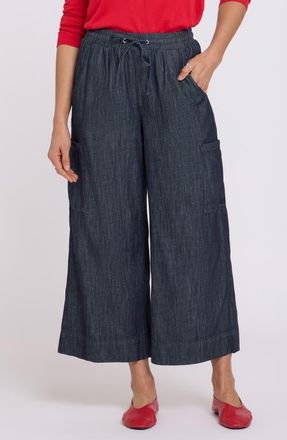 NYDJ Whitney Crop Wide Leg Drawstring Cargo Pants in Dark Indigo at Nordstrom, Size X-Large