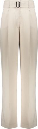 Moorer Loose Broeken with Belt - Dames - Wijde Broeken - Beige - XS - Katoen - Broeken