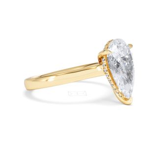 The Diamond Store Amora Pear 3.11ct Hidden Halo Lab Diamond Engagement Ring G/VS Set in 18K Gold