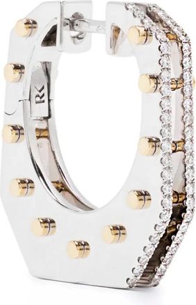 Rainbow K 14K white and yellow gold nano Cyborg diamond hoop earrings - Silver