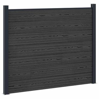 vidaXL Panel De Valla Wpc Y Aluminio Negro Vidaxl
