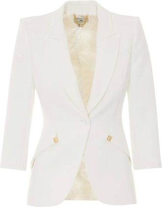 Elisabetta Franchi Giacca monopetto con revers a lancia - - Jackets - Donna - Bianco - M