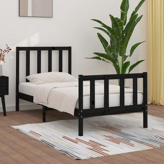 vidaXL Estructura De Cama Madera Maciza Individual Negra 75x190 Cm Vidaxl