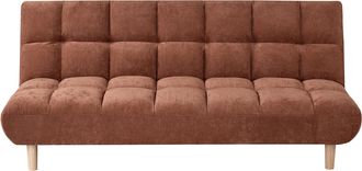 Beliani Sof&aacute; Cama De Tela Moderno Sin Brazos 2 Plazas Con Respaldo Acolchado Y Asiento Capiton&eacute; Patas De Madera Marr&oacute;n Dorado Risor
