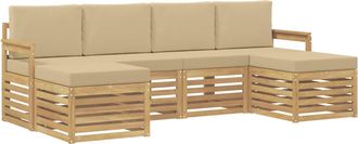 vidaXL Conjunto De Sof&aacute;s De Exterior 5 Uds. Blanco Y Beige Poli&eacute;ster Vidaxl