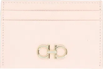Ferragamo Gancini Calf Leather Pink Card Holder