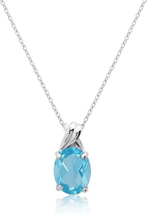 MAX + STONE 14k Yellow or White Gold Gemstone Oval Pendant Necklace with Drop Twist Setting