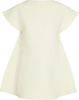 Issey Miyake Ribbed-knit Peplum Mini Dress - Off White - 2