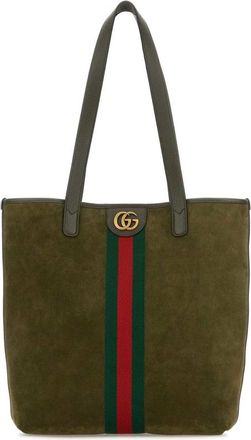 Gucci Olive Green Suede Ophidia Shopping Bag