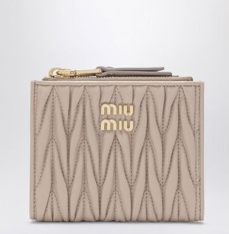 Miu Miu Small powder-pink wallet in matelassé nappa