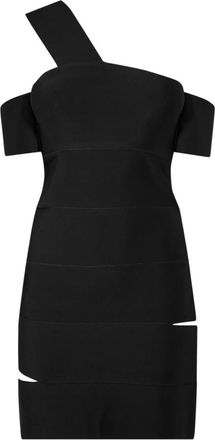 Alexander McQueen Mini Jurk met One-Shoulder en Cut-Out Detail - Dames - Korte kleedjes - Zwart - M - Kleedjes