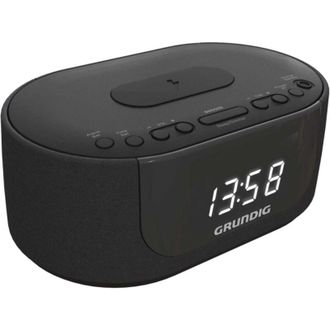 Grundig Scc400, Radio Despertador Fm Cargador Inducci&oacute;n, Doble Alarma, Brillo Ajustable, Pantalla Blanco, Funci&oacute;n Bt, Puerto Usb Cargador, Negro, Para La Mesi