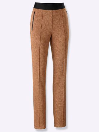 Casual Looks Schlupfhose CASUAL LOOKS, Damen, Gr. 38, Normalgr&ouml;ssen, braun (cognac, camel, meliert), 77% Polyester, 20% Viskose, 3% Elasthan, meliert, lang, Hosen 
