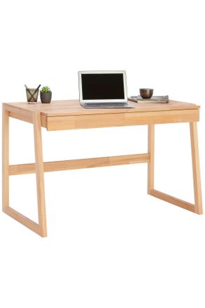 Linea Natura Schreibtisch, Kernbuche, Holz, Kernbuche, massiv, 1 (geteilt in 2 F&auml;chern) Schubladen, rechteckig, eckig, U-Form, 65x75x120 cm, Holzm&ouml;bel, Holztische,