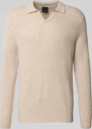 Bugatti Strickpullover mit Polokragen in Sand, Größe XXXXL